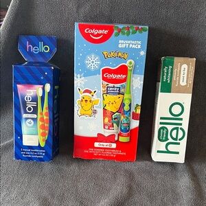 Hello and Colgate toothbrush and toothpaste lot